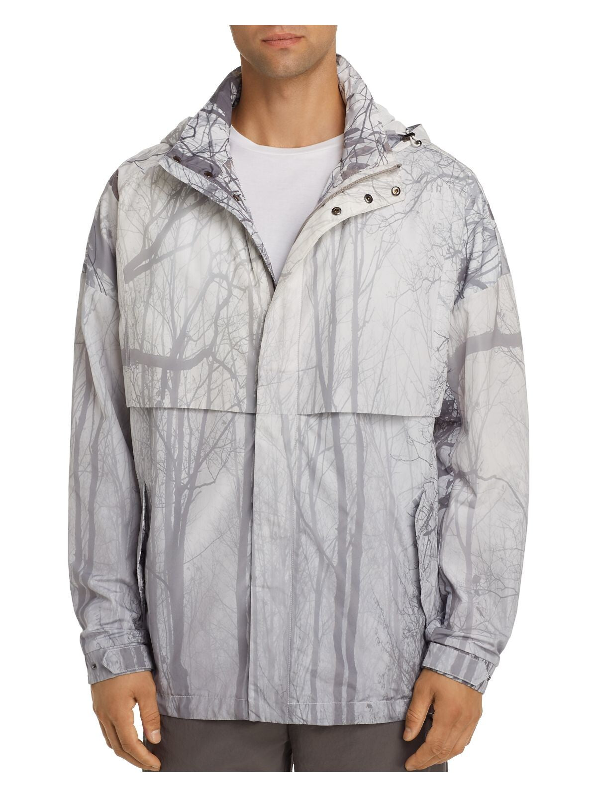 FILA Mens White Patterned Hooded Jacket L