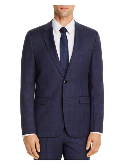 HUGO BOSS Mens Navy Check Extra Slim Fit Suit Separate Blazer Jacket 38R