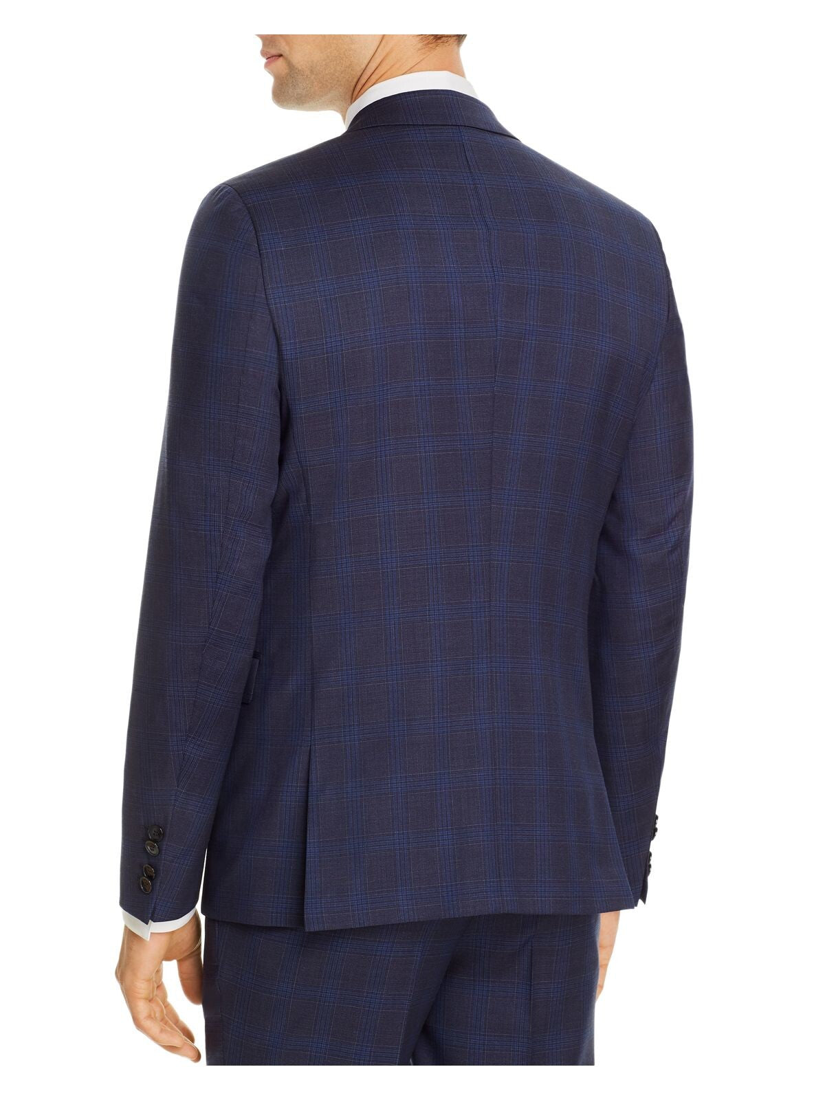 HUGO BOSS Mens Navy Check Extra Slim Fit Suit Separate Blazer Jacket 40L
