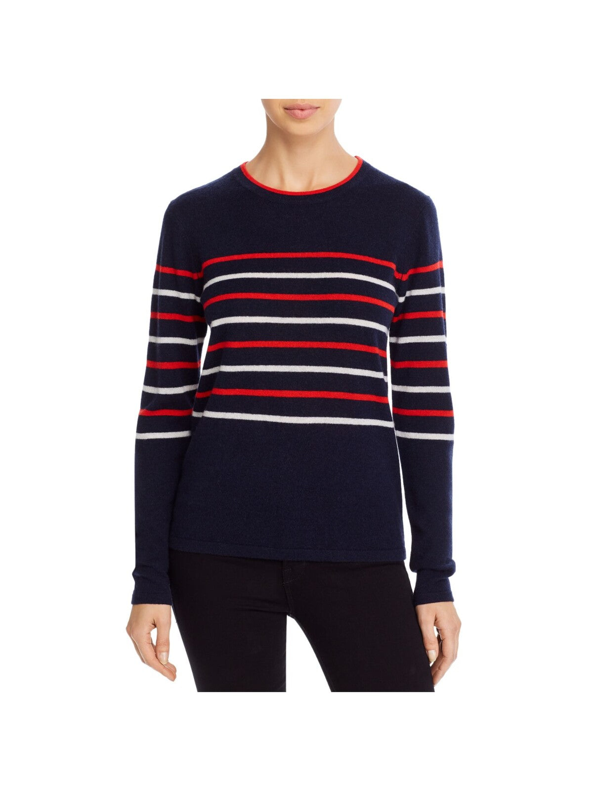 MINNIEROSE Womens Long Sleeve Chevron-stitch Crew Neck Sweater