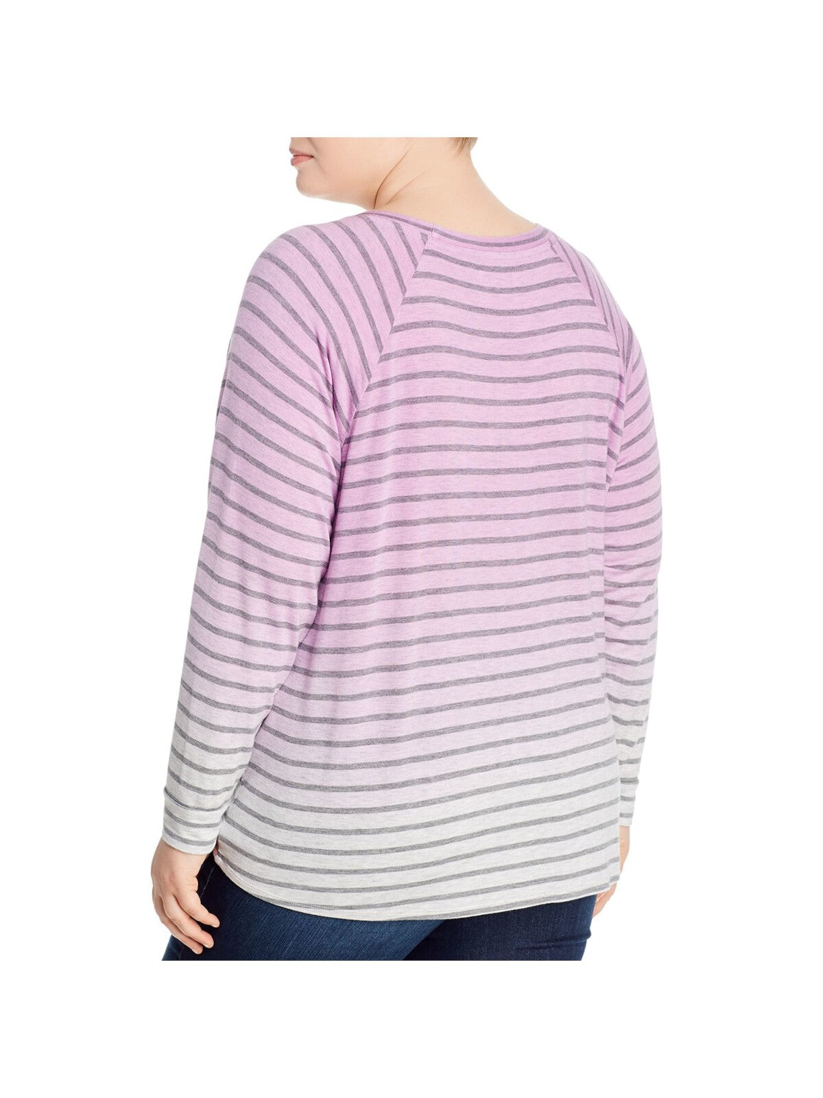 CUPIO Womens Purple Stretch Long Sleeve Scoop Neck Top Plus 1X