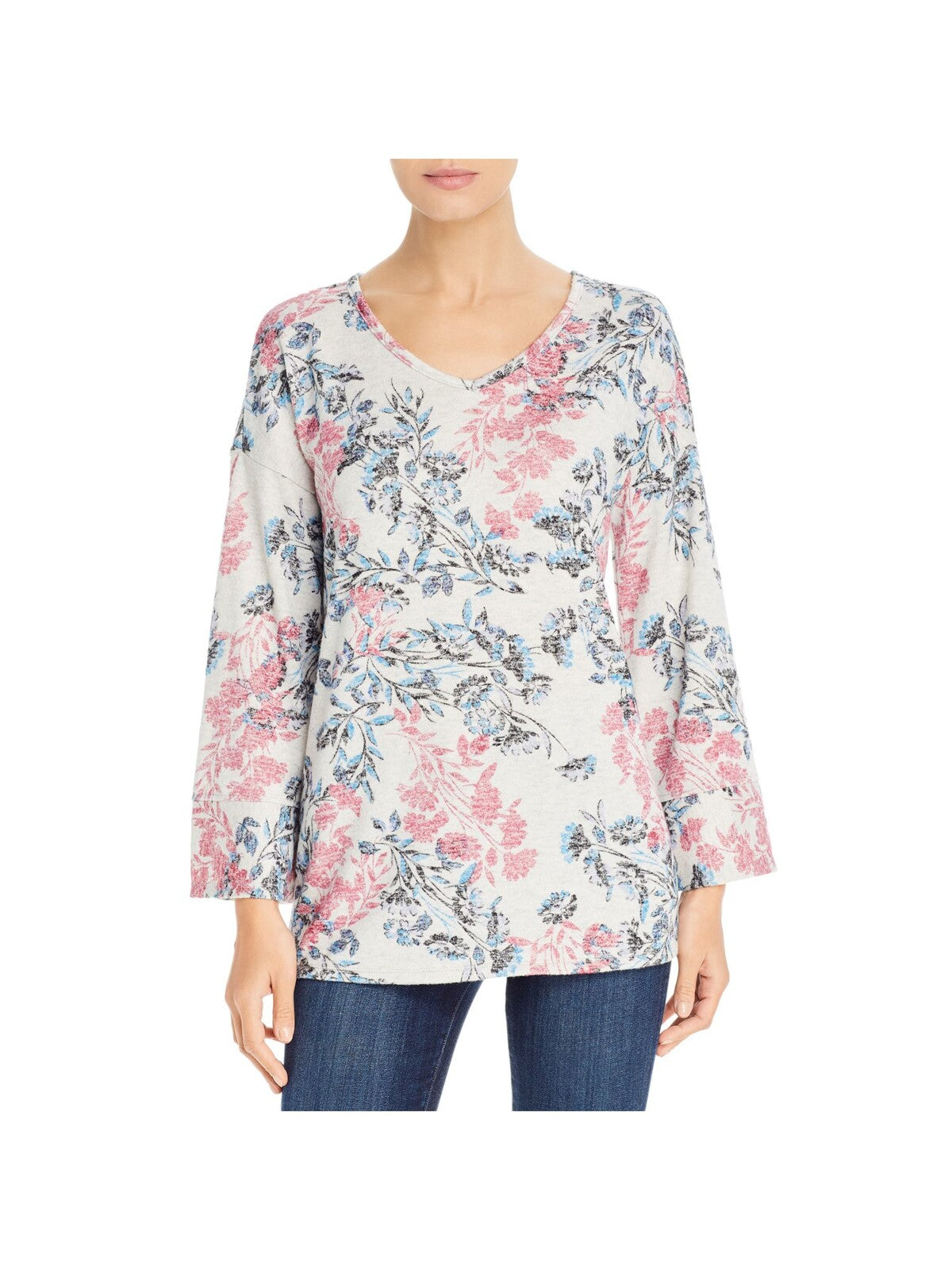 CUPIO BLUSH Womens Stretch Long Sleeve Lightweight V Neck Sweater
