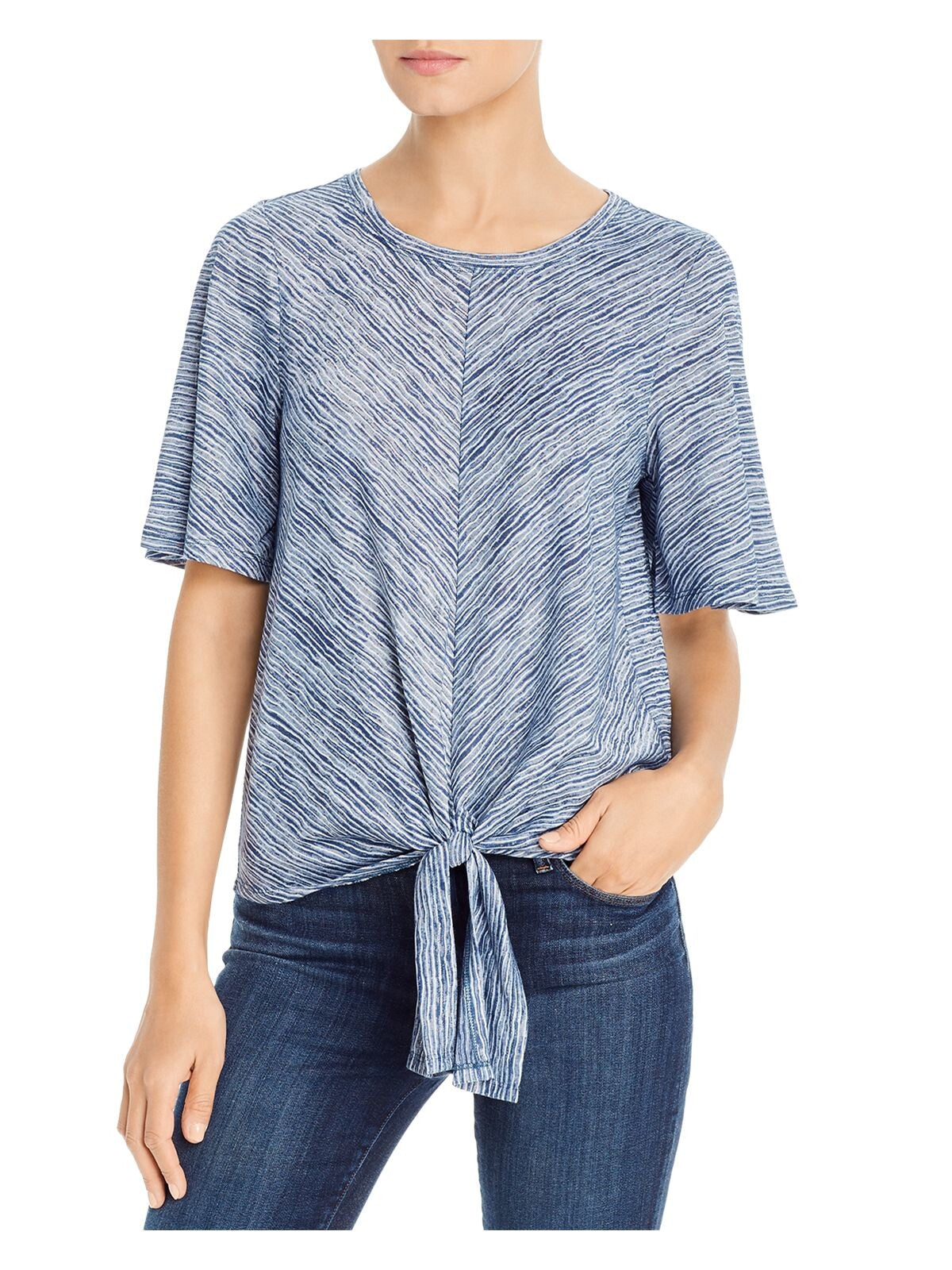 CUPIO BLUSH Womens Blue Stretch Short Sleeve Round Neck T-Shirt L