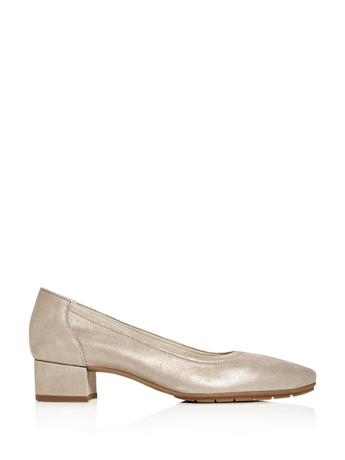 PAUL GREEN Womens Champagne Beige Metallic Padded Cozette Almond Toe Block Heel Slip On Leather Dress Heels Shoes 5.5