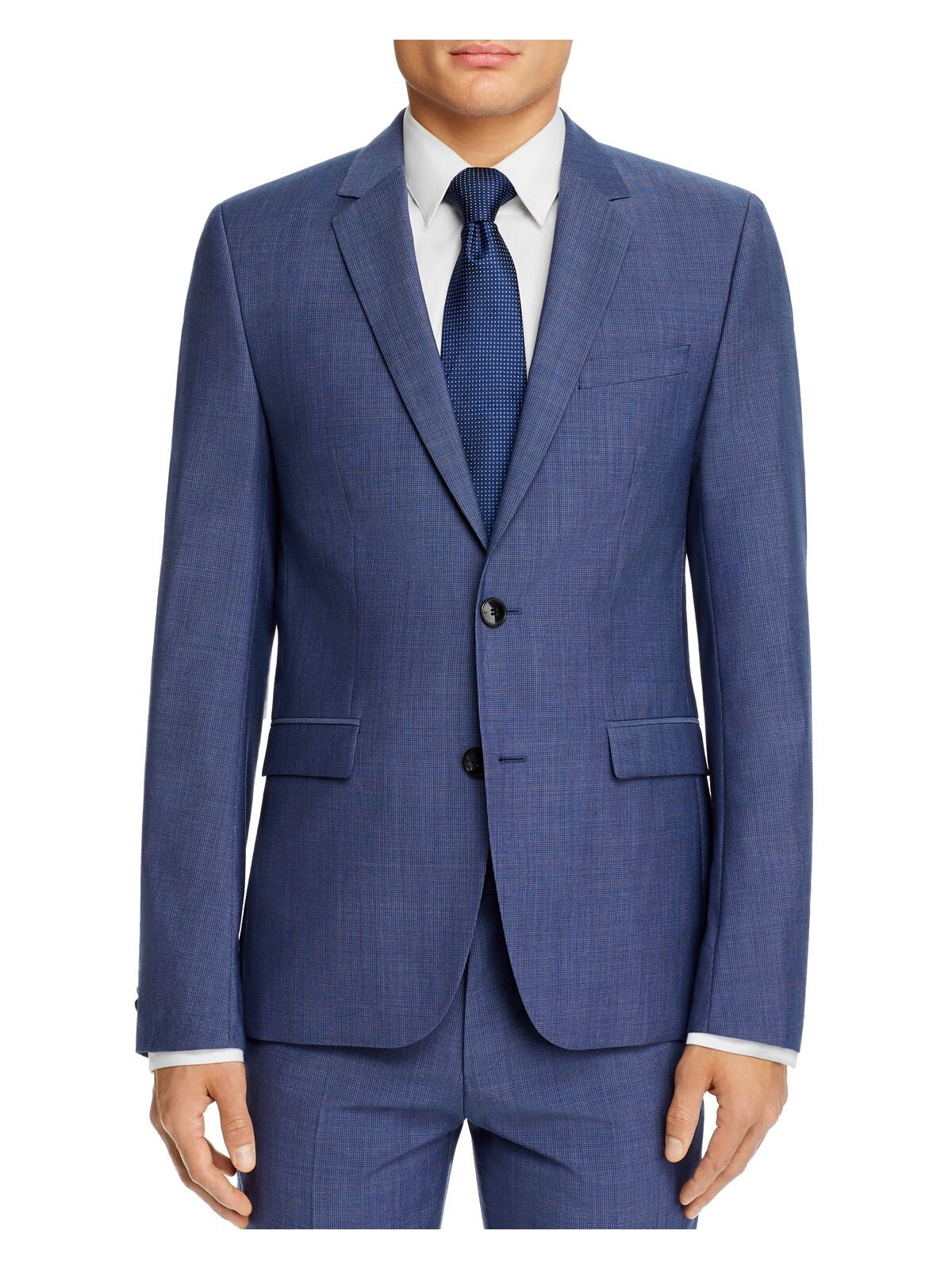 HUGO BOSS Mens Blue Single Breasted, Wool Blend Suit Jacket 40S