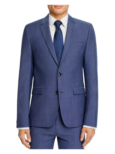 HUGO BOSS Mens Blue Single Breasted, Wool Blend Suit Jacket 44R