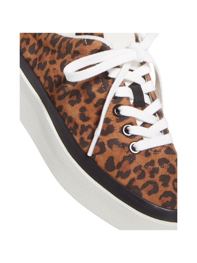VIA SPIGA Womens Brown Leopard Print Cushioned Mae Round Toe Platform Lace-Up Suede Athletic Sneakers Shoes 8 M