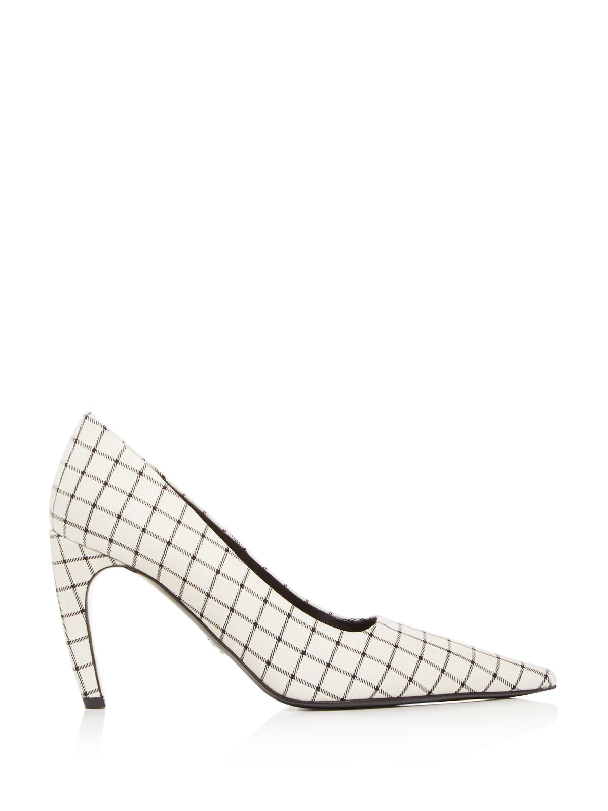 PROENZA SCHOULER Womens Beige Windowpane Curved Heel Padded Pointed Toe Slip On Leather Dress Pumps Shoes