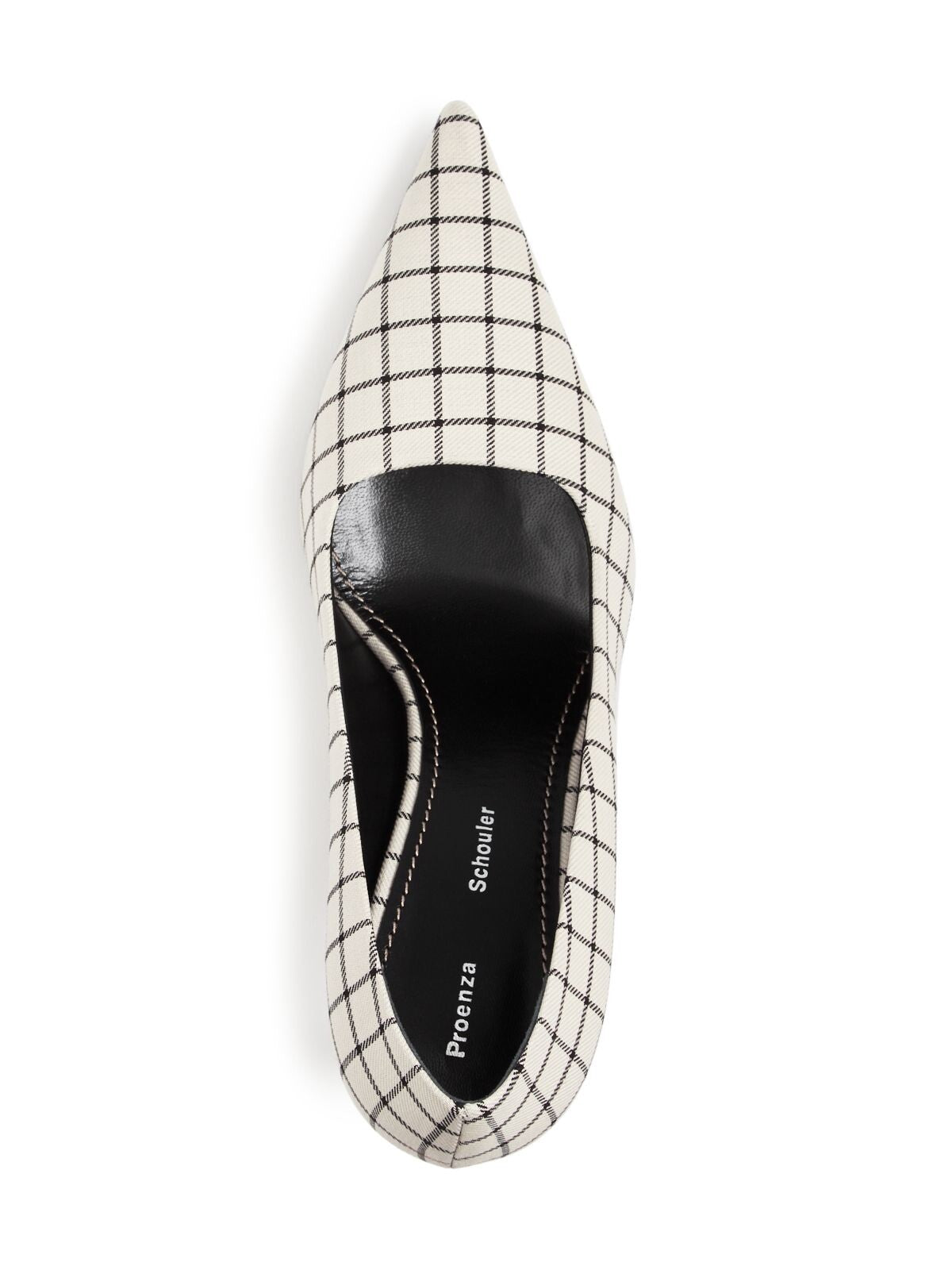 PROENZA SCHOULER Womens White Windowpane Curved Heel Padded Pointed Toe Slip On Dress Pumps Shoes 38