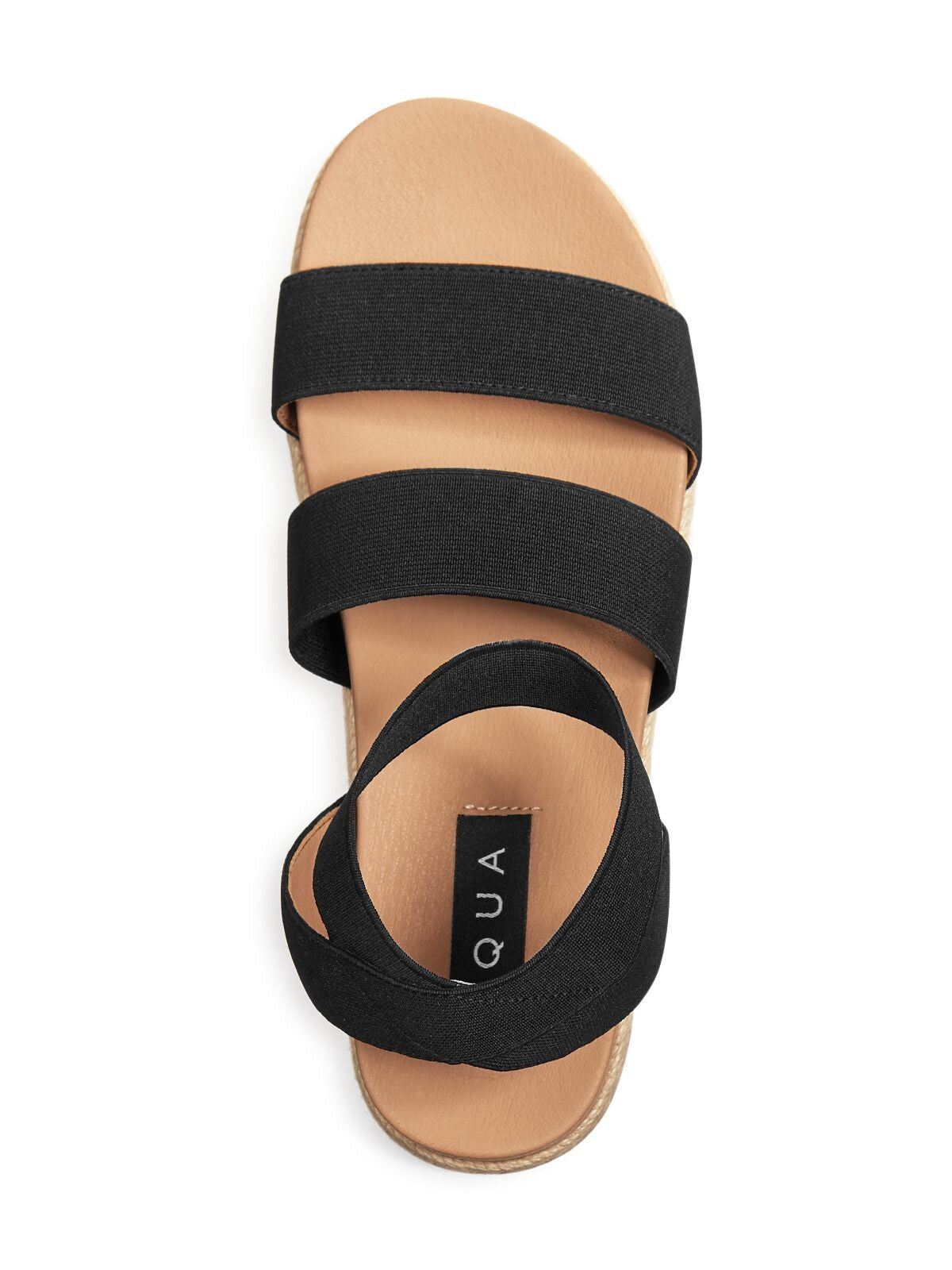 AQUA Womens Black Jute Accent Stretch Ankle Strap Tali Round Toe Platform Slip On Espadrille Shoes 7.5 M