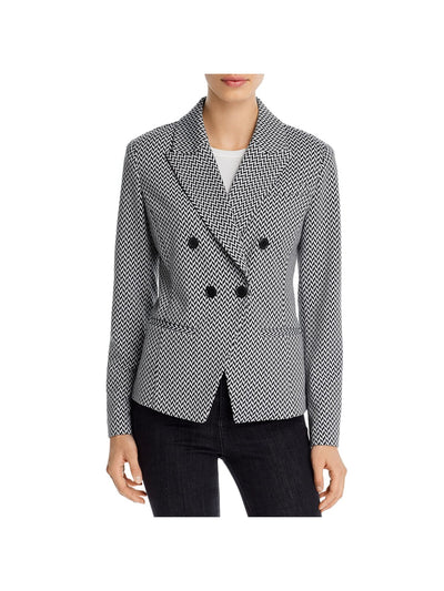 BAGATELLE Womens Black Pocketed Fitted Double-breasted Printed Wear To Work Blazer Jacket XL