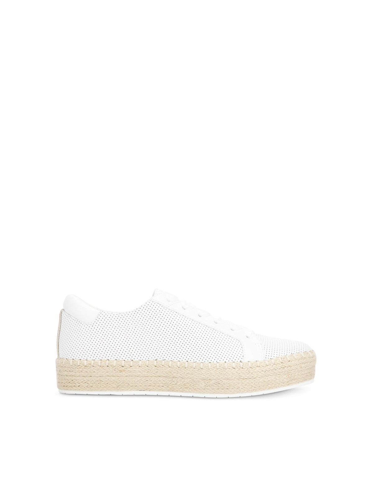 KENNETH COLE NEW YORK Womens White Espadrille Wrap Perforated Cushioned Kamspadrille Round Toe Platform Lace-Up Leather Athletic Sneakers Shoes 6.5 M
