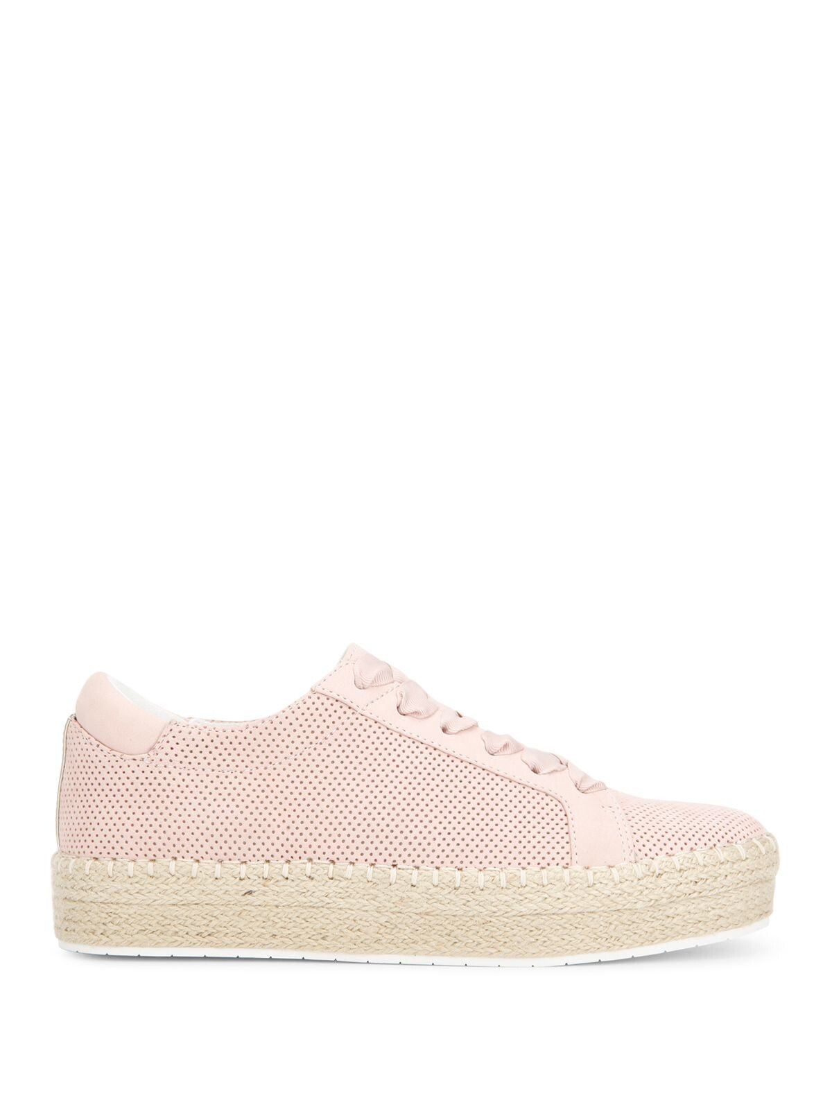 KENNETH COLE Womens Pink Perforated Espadrille Wrap Cushioned Kamspadrille Round Toe Platform Lace-Up Leather Athletic Sneakers Shoes 7.5 M