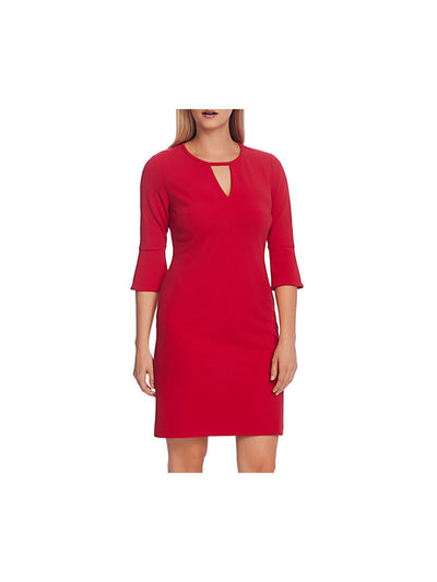 VINCE CAMUTO Womens Red Bell Sleeve Keyhole Short Cocktail Sheath Dress S