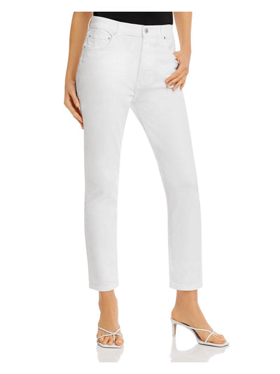 AQUA Womens White Pocketed Zippered Straight leg Jeans 25 Waist