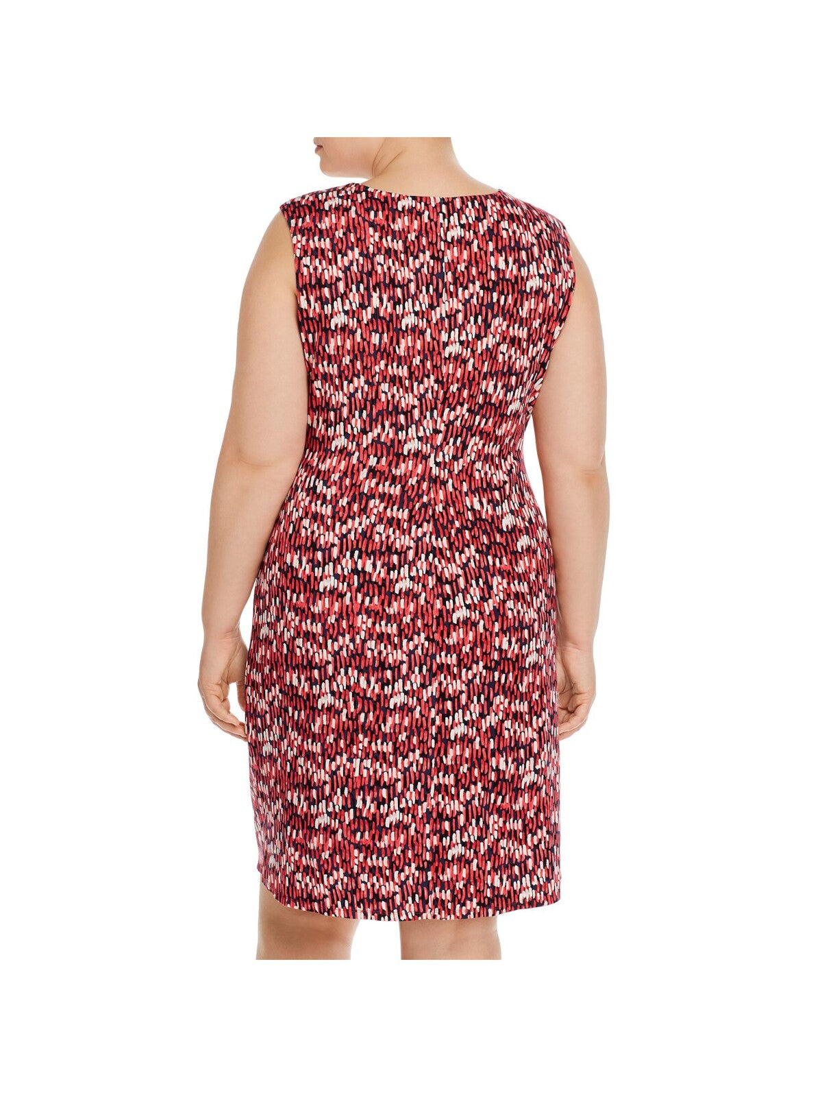 NIC+ZOE Womens Stretch Ruched Pull Over Styling Sleeveless Jewel Neck Above The Knee Cocktail Sheath Dress