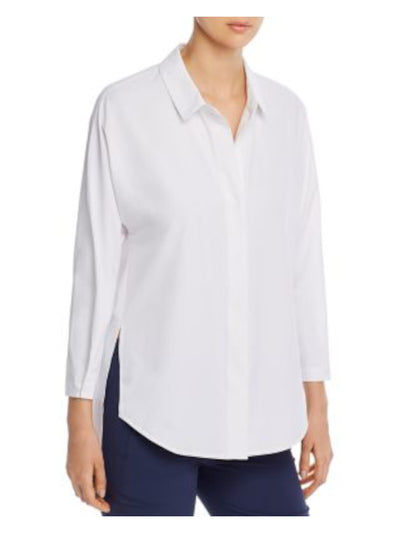 NIC+ZOE Womens Moisture Wicking Long Sleeve Point Collar Wear To Work Top