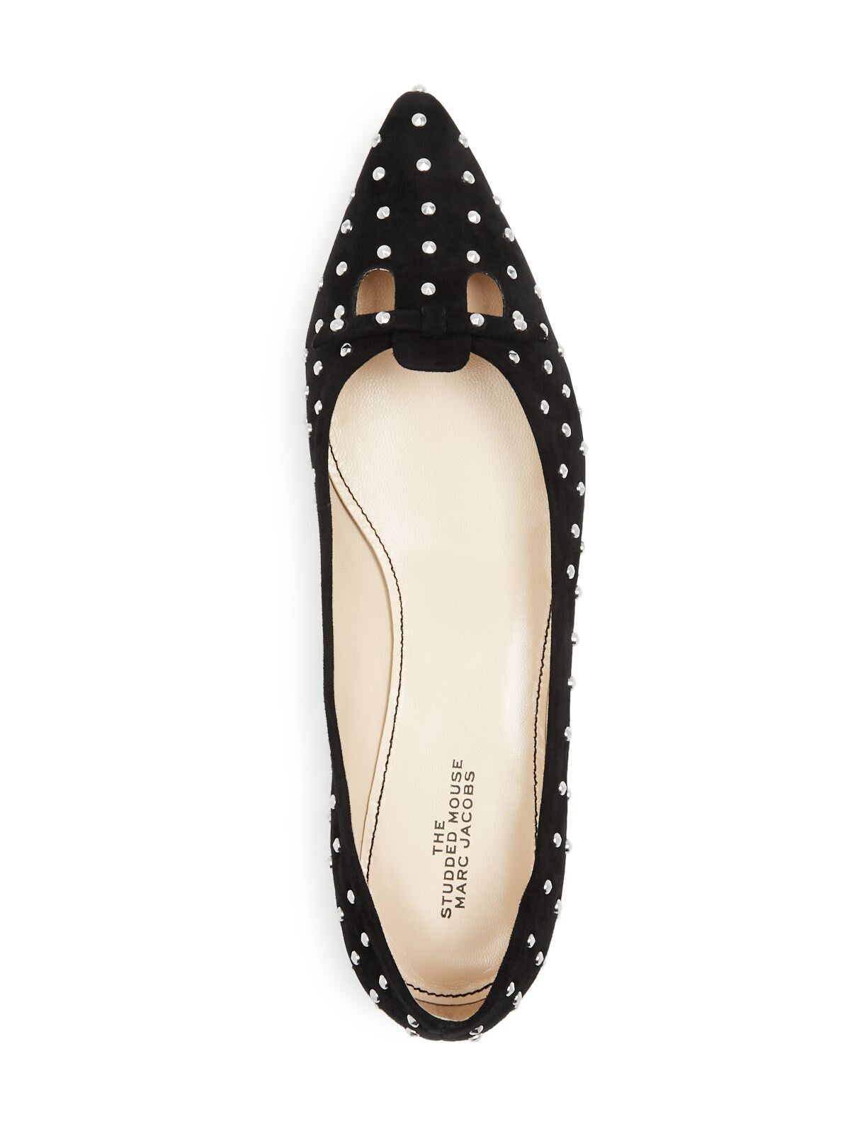 MARC JACOBS Womens Black Cut Out Studded Padded The Studded Mouse Pointed Toe Leather Dress Flats Shoes
