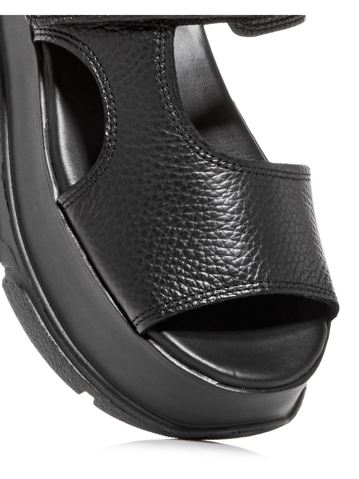 JOSHUAS Womens Black 2-1/2" Platform Asymmetrical Ankle Strap Spice Open Toe Wedge Leather Sandals Shoes