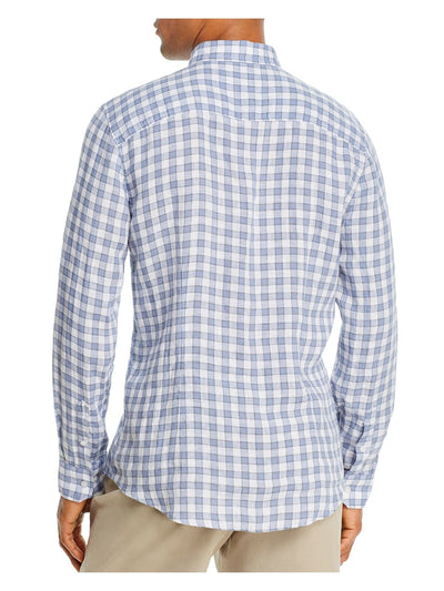 The Mens store Mens Blue Framed Gingham Long Sleeve Classic Fit Button Down Casual Shirt XL