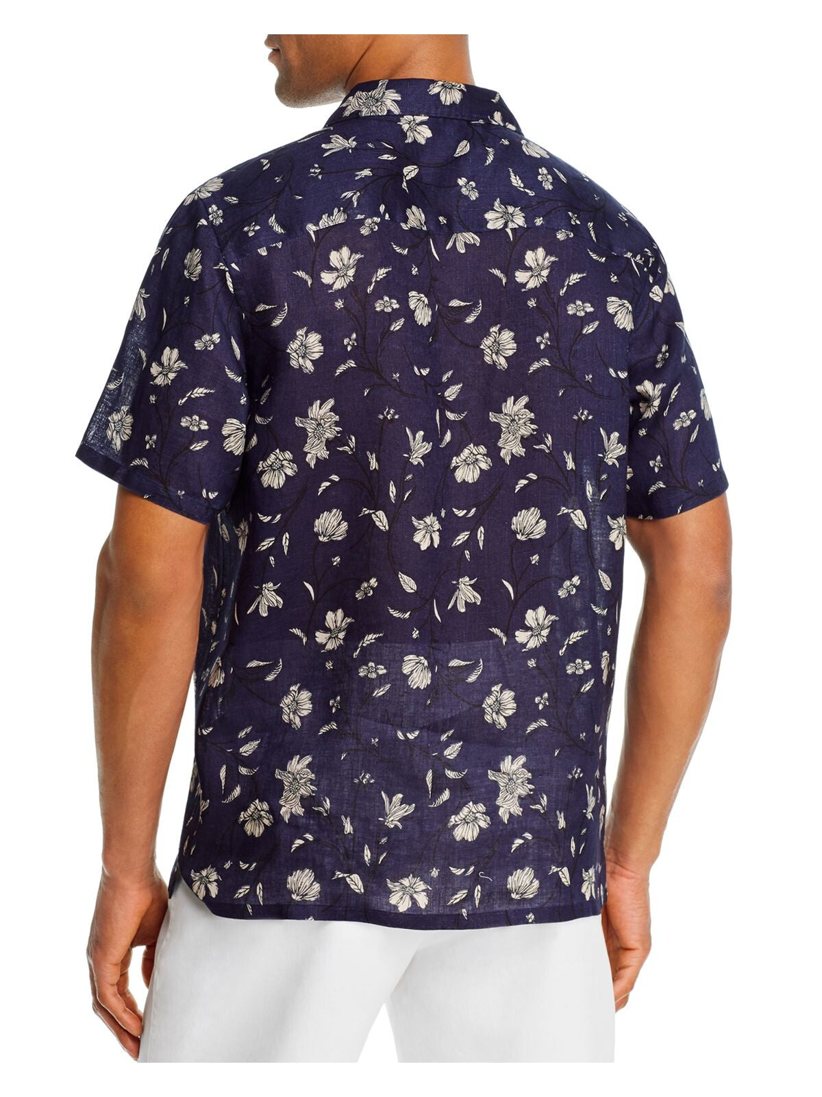 The Mens store Mens Navy Floral Short Sleeve Classic Fit Button Down Casual Shirt S