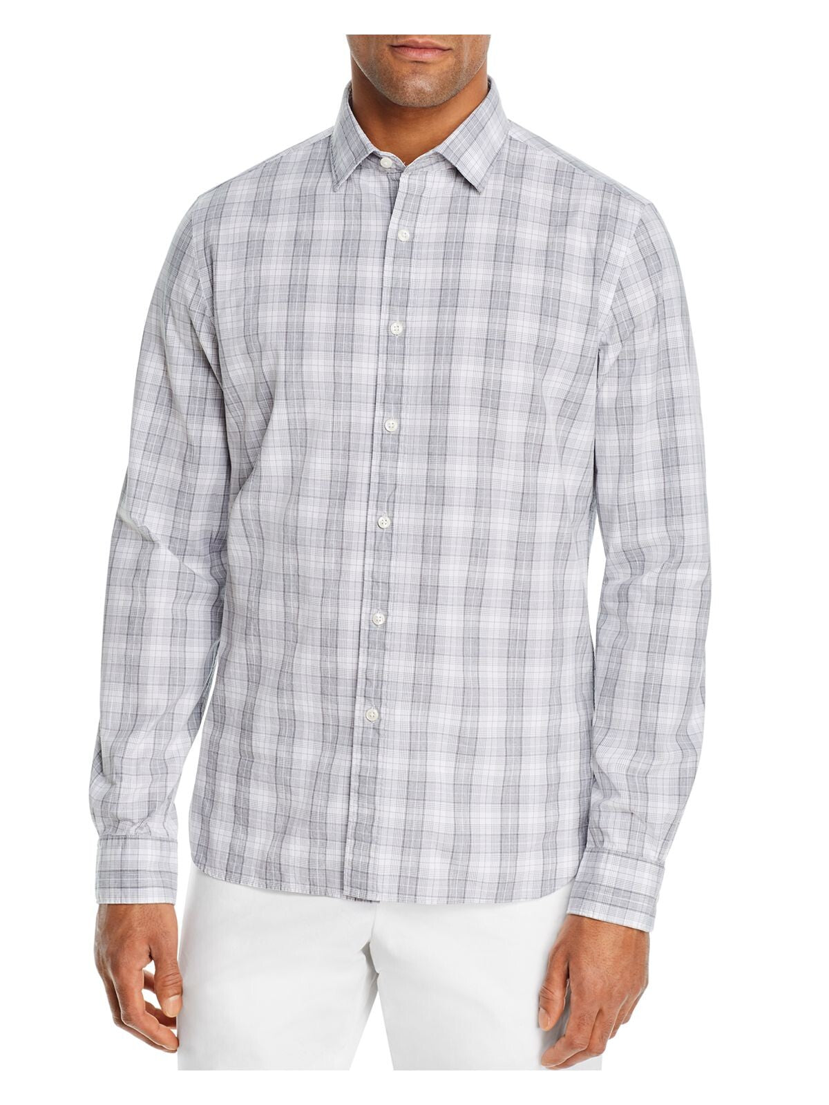 The Mens store Mens Gray Plaid Button Down Casual Shirt L