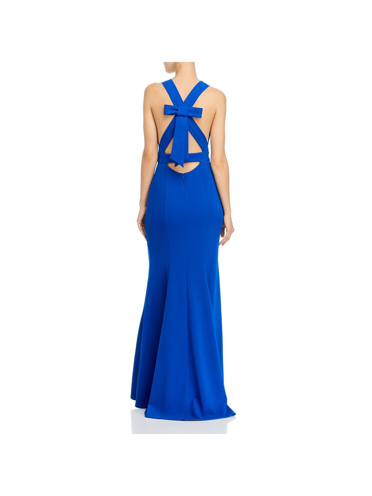 AQUA FORMAL Womens Blue Stretch Zippered Fitted Bow-back Sleeveless V Neck Full-Length Evening Mermaid Dress 10
