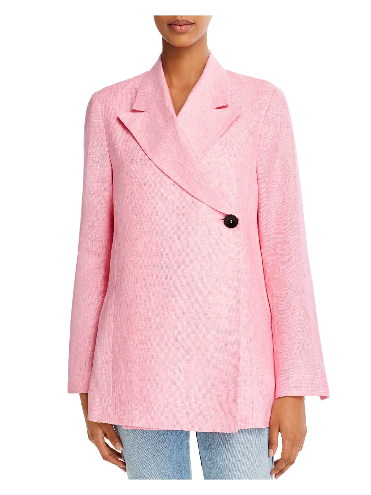 REMAIN Womens Pink Lined Asymmetric Button Closure Slit C Wear To Work Blazer Jacket 34