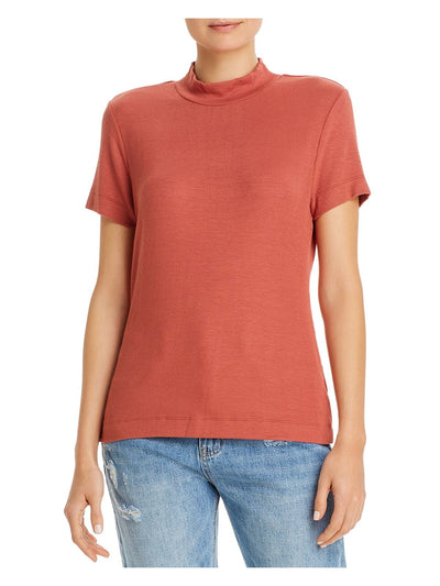 THREE DOTS Womens Coral Short Sleeve Mock T-Shirt S