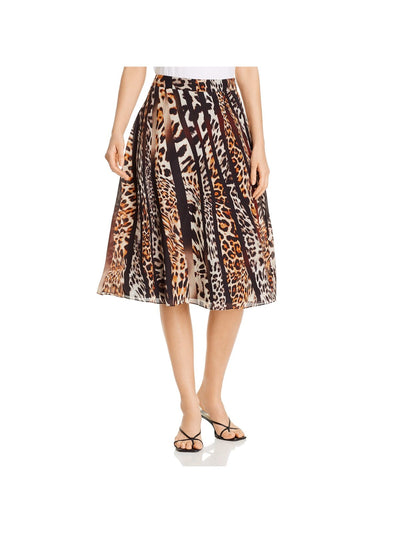 KOBI HALPERIN Womens Black Zippered Lined Animal Print Below The Knee Wear To Work A-Line Skirt M