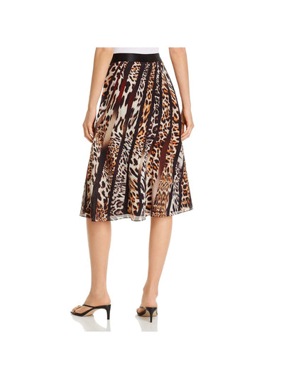 KOBI HALPERIN Womens Black Zippered Lined Animal Print Below The Knee Wear To Work A-Line Skirt XS