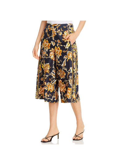 KOBI HALPERIN Womens Black Zippered Elastic Waist Floral Wide Leg Pants XS