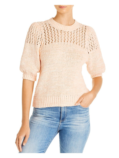 JOIE Womens Orange Pouf Sleeve Crew Neck Sweater L