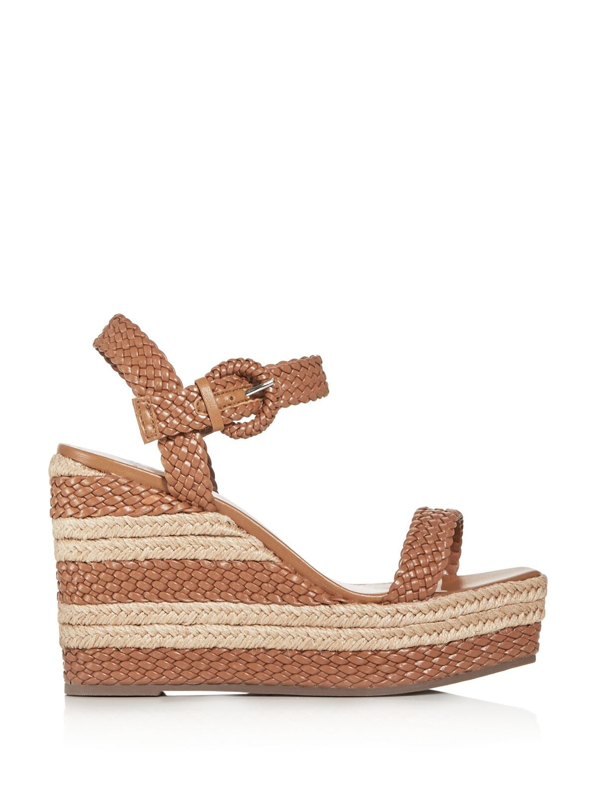 SCHUTZ Womens Brown 1-1/2" Platform Jute Wrapped Adjustable Braided Comfort Nani Square Toe Wedge Buckle Espadrille Shoes B