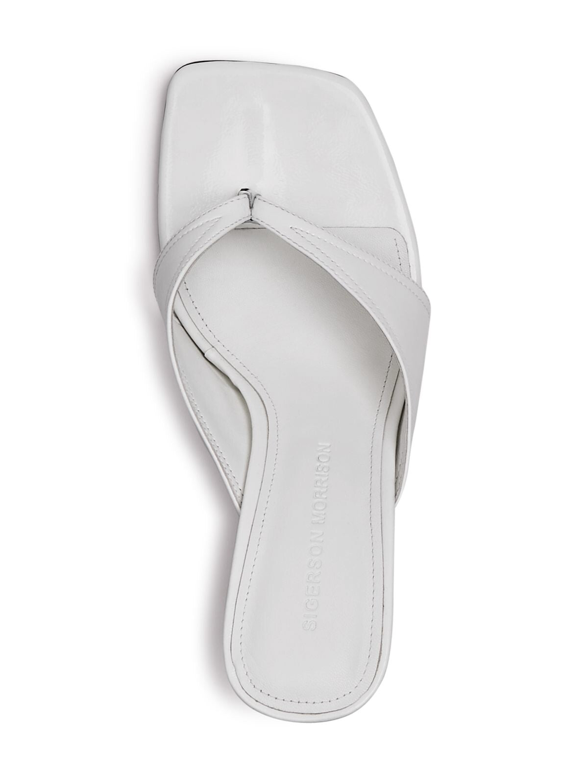 SIGERSON MORRISON Womens White Padded Kaliska Square Toe Flare Slip On Leather Dress Thong Sandals 37.5