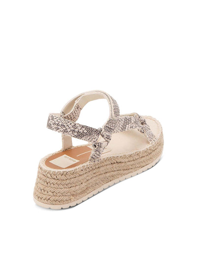 DOLCE VITA Womens Beige Snakeskin 1" Platform Stitch Detailing Ankle Strap Mano Round Toe Wedge Leather Espadrille Shoes 9