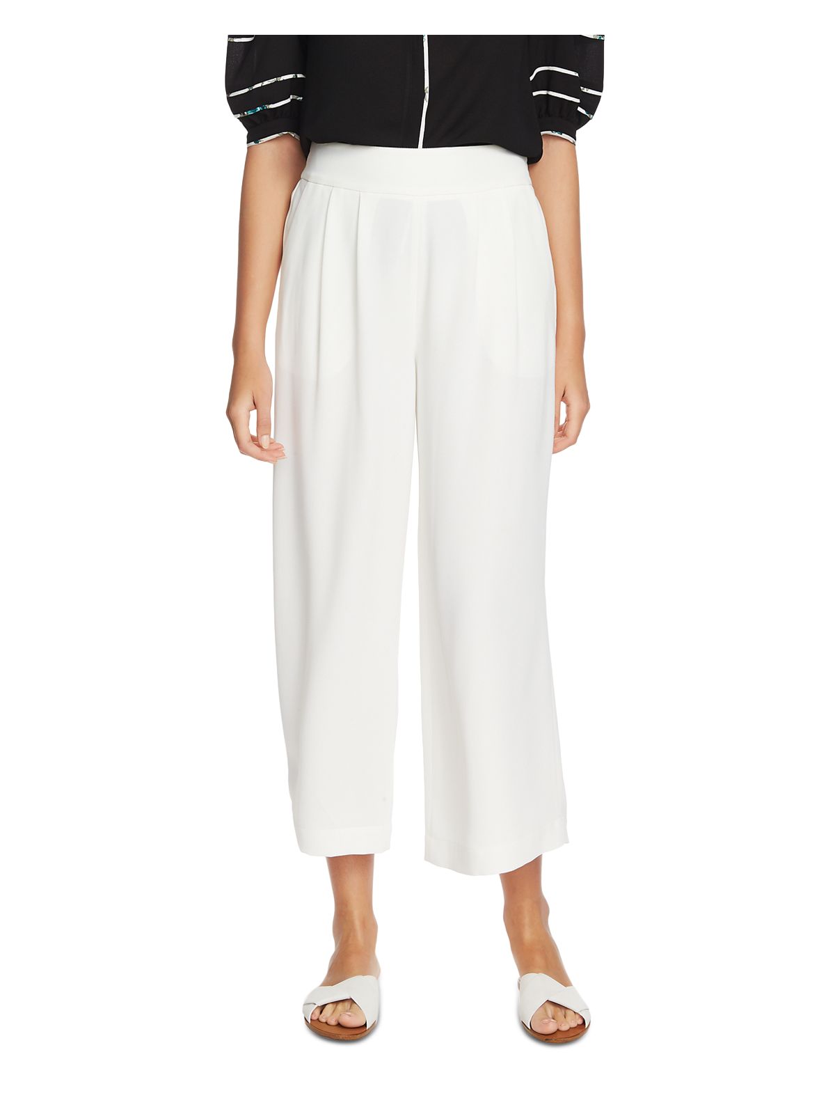 1. STATE Womens Zippered Elastic Cropped Wide Leg Pants