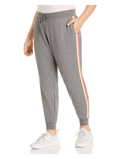 MARC NEW YORK PERFORMANCE Womens Gray Pocketed Pull-on Drawstring Joggers Heather Cuffed Pants Plus 2X