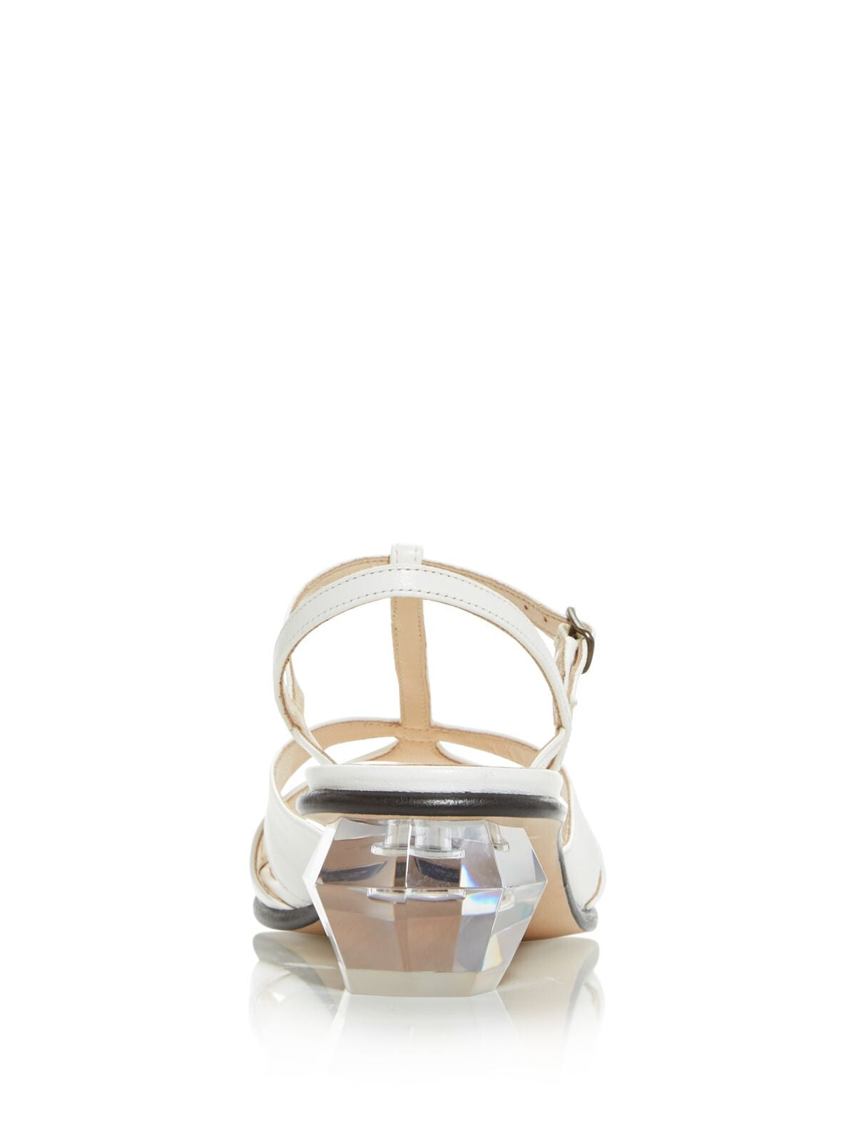 MARC JACOBS Womens White Adjustable Padded T-Strap Strappy The Gem Square Toe Sculpted Heel Buckle Leather Dress Slingback Sandal 39.5