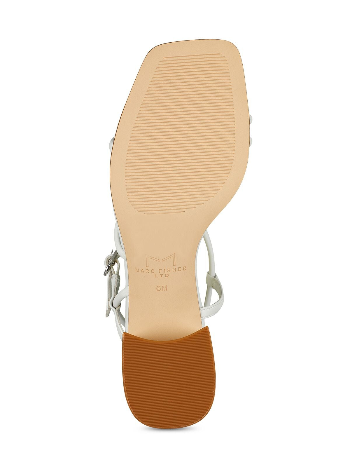 MARC FISHER Womens White Padded Adjustable Strap Strappy Jiny Square Toe Block Heel Buckle Leather Dress Heeled M