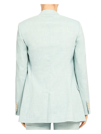 THEORY Womens Light Blue Textured Pocketed Double Breasted Back Slit Wear To Work Blazer Jacket 4