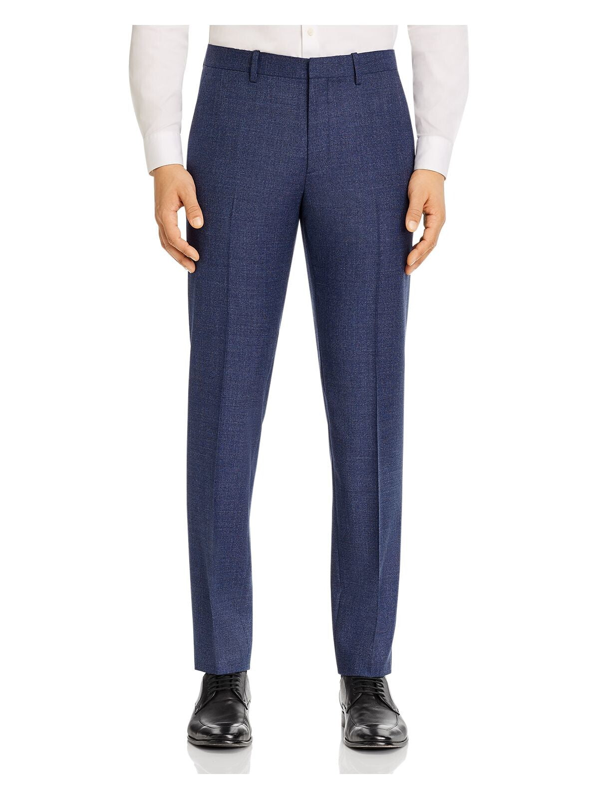 THEORY Mens Blue Flat Front, Straight Leg Slim Fit Wool Blend Pants W34/ L32