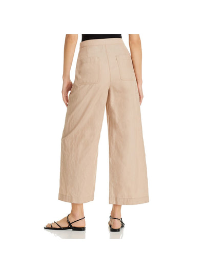 EILEEN FISHER Womens Beige Pocketed Zippered Ankle Wide Leg Pants 8