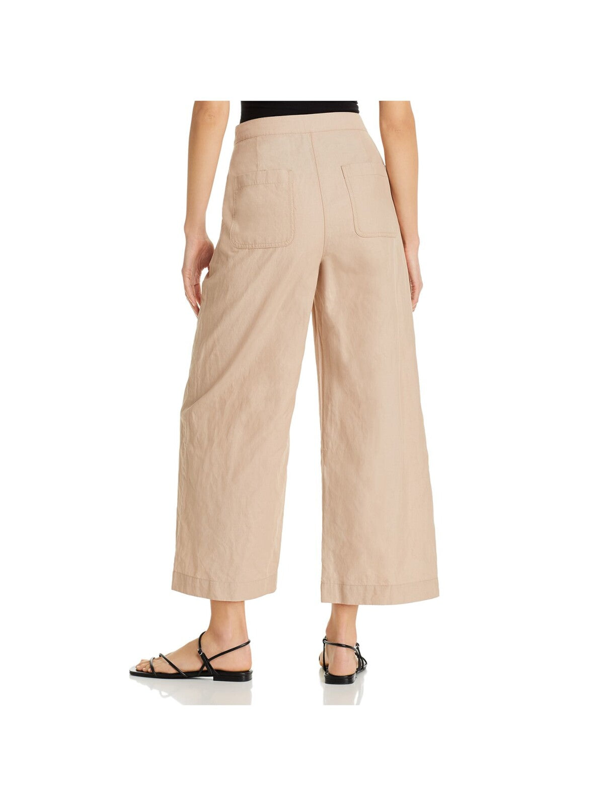 EILEEN FISHER Womens Beige Pocketed Zippered Ankle Wide Leg Pants 4