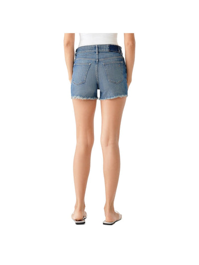 DL1961 Womens Blue Stretch Zippered Pocketed Raw Hem High Waist Shorts 29
