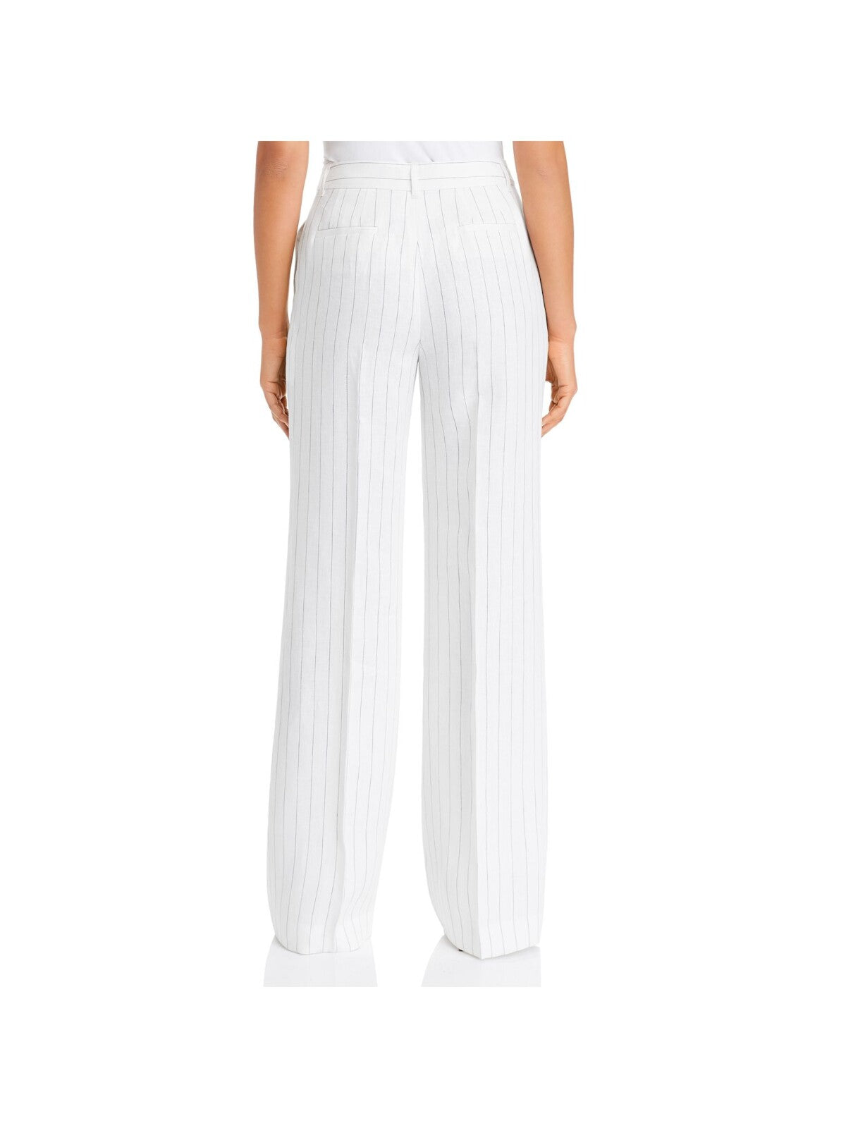 LAFAYETTE 148 Womens Light Blue Zippered Pocketed High Rise Pinstripe Wear To Work Wide Leg Pants 0