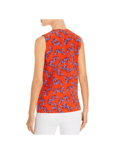 KOBI HALPERIN Womens Orange Sleeveless Crew Neck Blouse XS