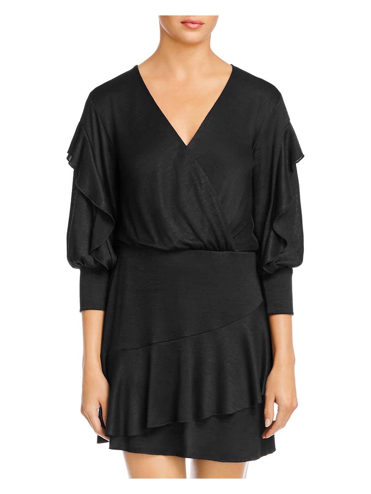 BAILEY44 Womens Black 3/4 Sleeve V Neck Mini Evening Sheath Dress S