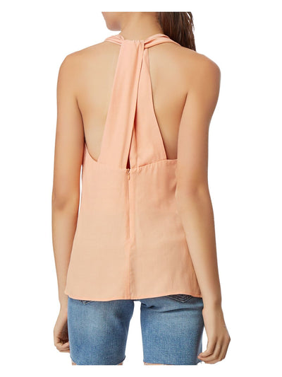 HABITUAL Womens Orange Zippered Crisscross Back Sleeveless Halter Top L