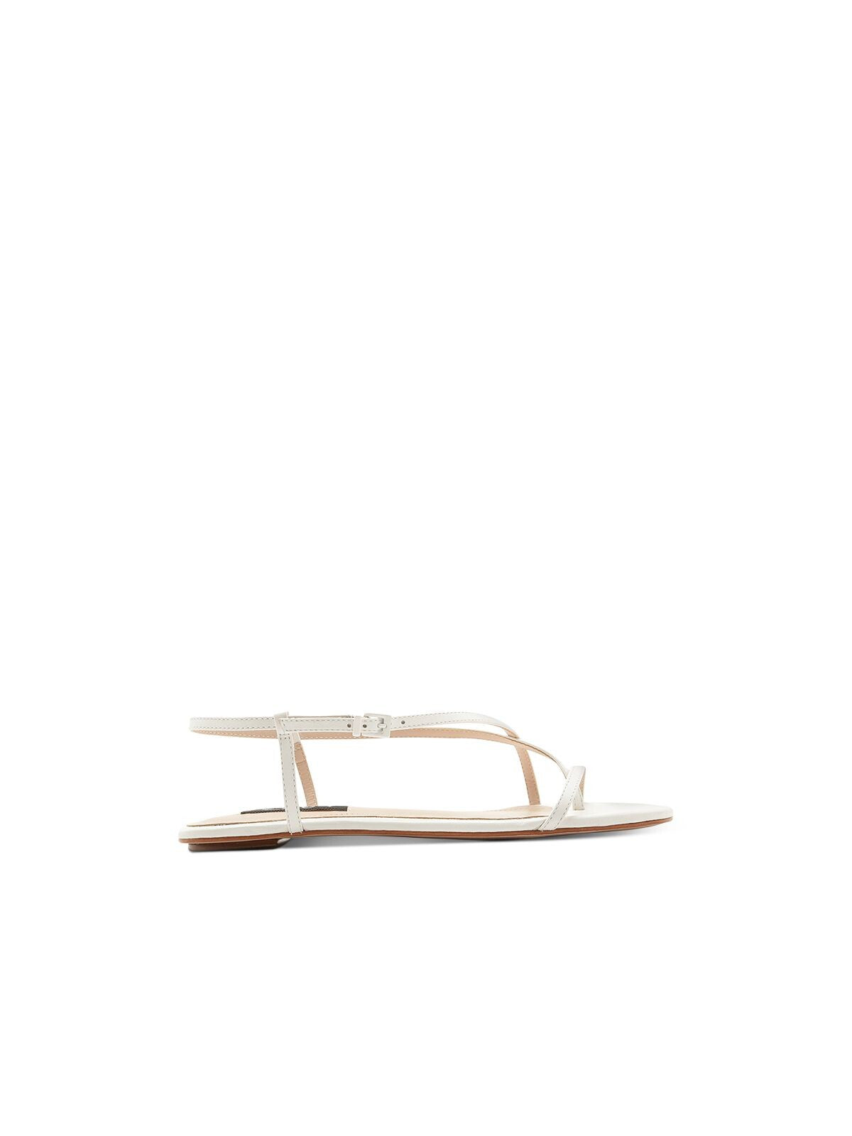 AQUA Womens White Toe Loop Strappy Asymmetrical Padded Lory Square Toe Buckle Leather Slingback Sandal 7.5